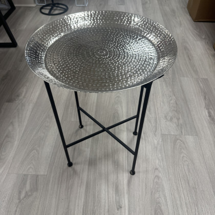 Side Table - Tray - Hammered Silver Finish Side Table - Tray - Hammered Silver Finish