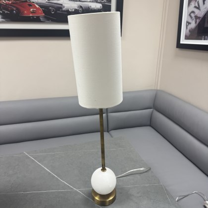 Marble & Brass Slimline Table Lamp - Damaged Shade Marble & Brass Slimline Table Lamp - Damaged Shade