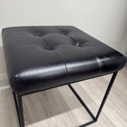 Black Faux Leather -Square Stool Black Faux Leather -Square Stool