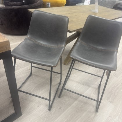 Set of 2 - Cooper v2 Counter Stools - Grey with Tan Trim Set of 2 - Cooper v2 Counter Stools - Grey with Tan Trim