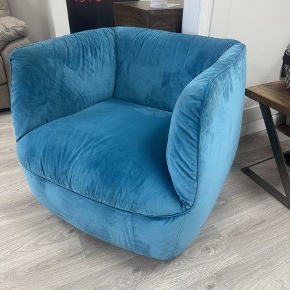 Natuzzi Editions - Wally Swivel Armchair in Blue Fabric Natuzzi Editions - Wally Swivel Armchair in Blue Fabric