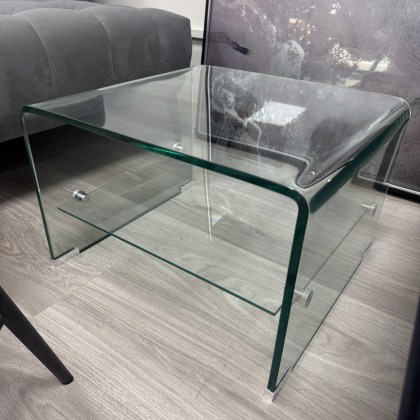 Glass Side Table with Glass Shelf Glass Side Table with Glass Shelf