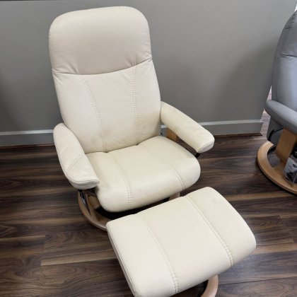 Stressless - Consul Medium Chair & Stool Chair - Batick Cream - Last one only Stressless - Consul Medium Chair & Stool Chair - Batick Cream - Last one only