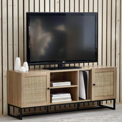 TV Unit - Oak and Rattan TV Unit - Oak and Rattan