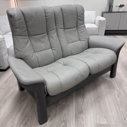 Stressless - Buckingham 2 Seater - Grey Leather & Grey Wood Stressless - Buckingham 2 Seater - Grey Leather & Grey Wood